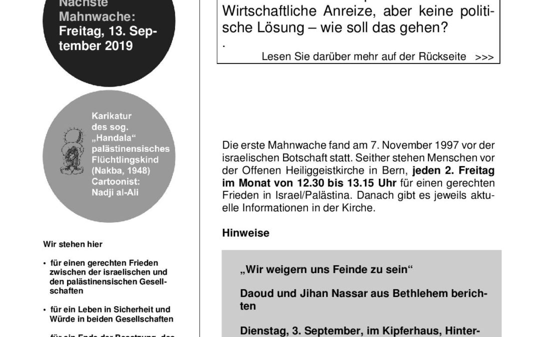Flyer Mahnwache August 2019