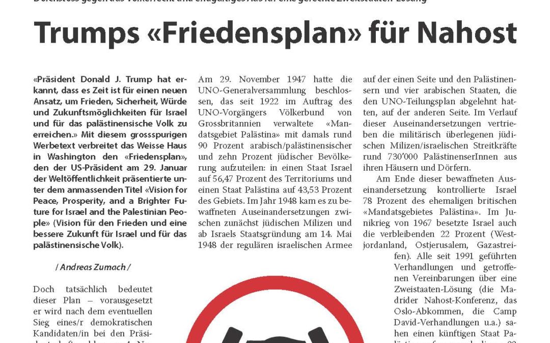 Trumps «Friedensplan» für Nahost