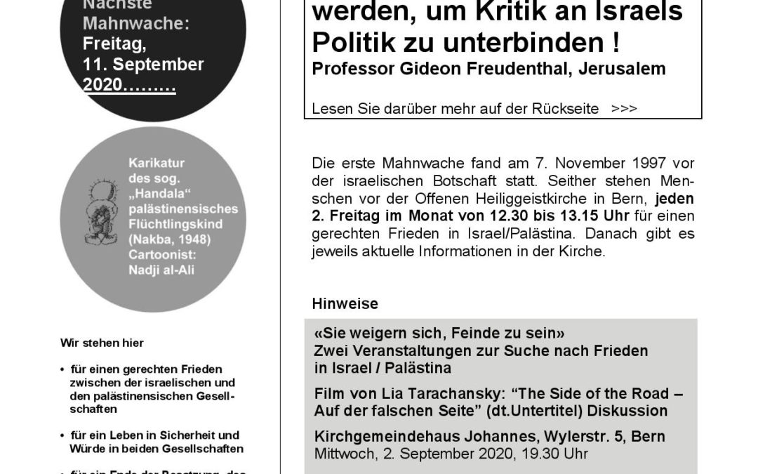 Flyer Mahnwache August 2020