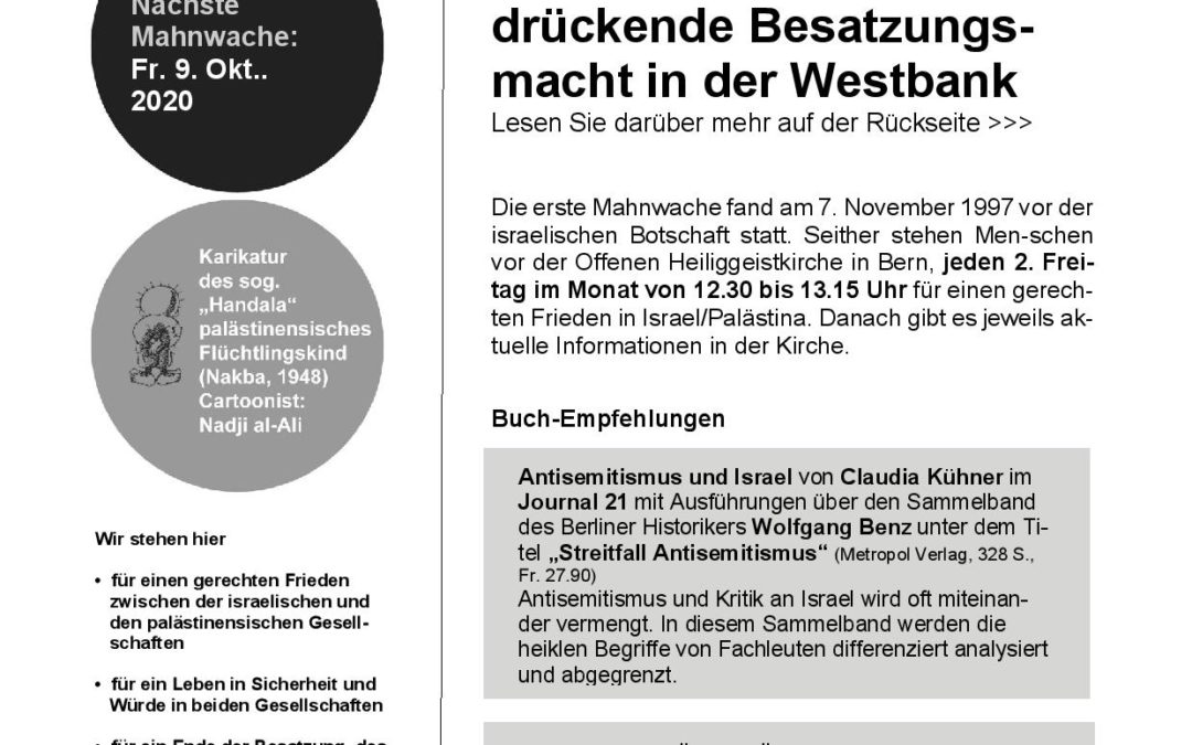 Flyer Mahnwache September 2020
