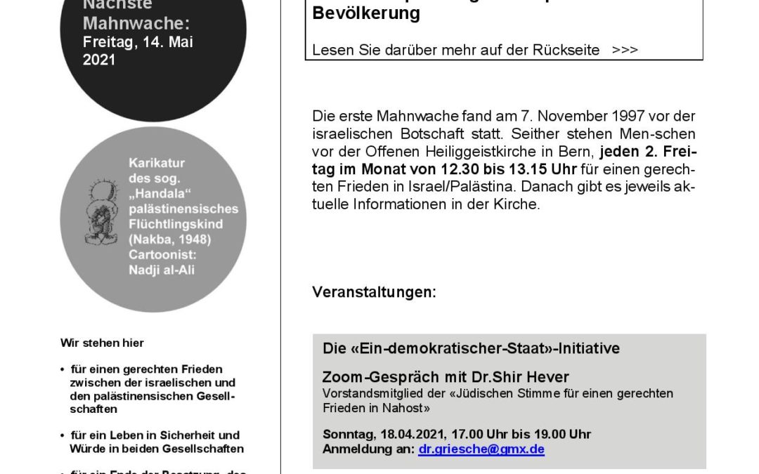 Flyer Mahnwache April 2021
