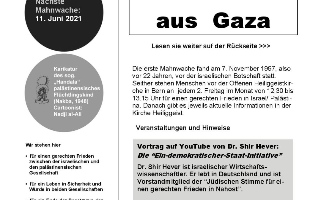 Flyer Mahnwache Mai 2021