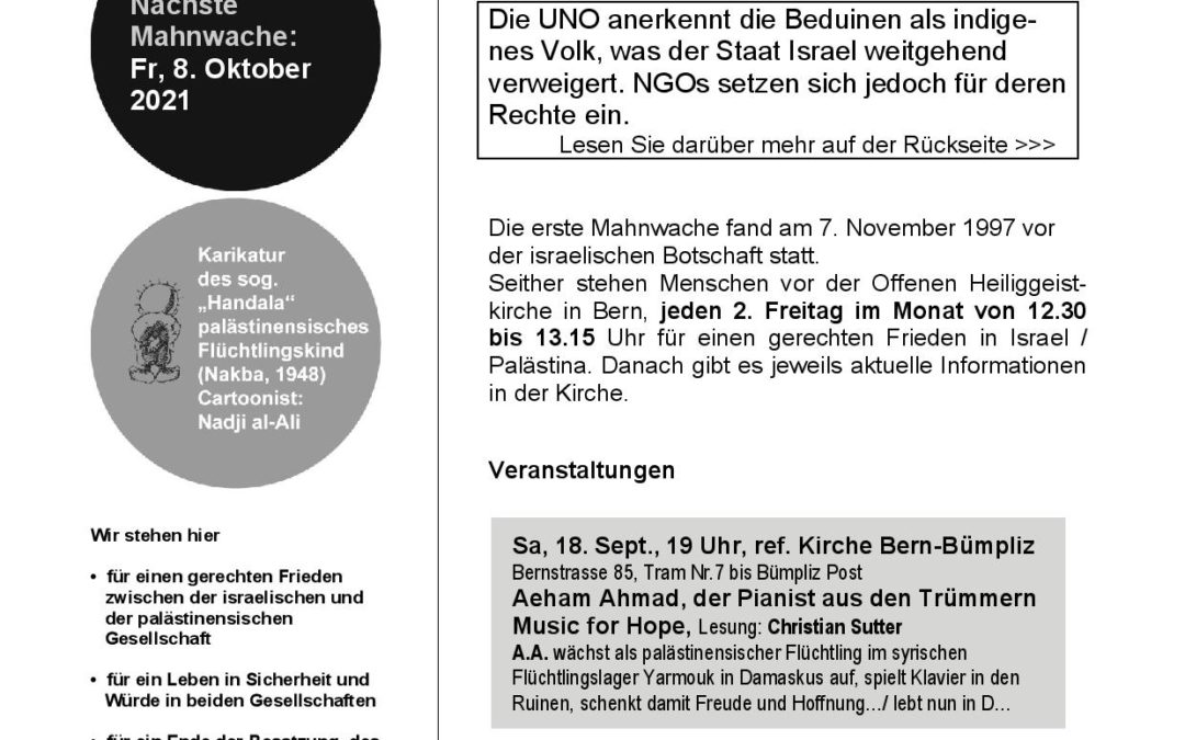 Flyer Mahnwache September 2021