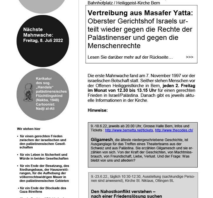 Flyer Mahnwache Juni 2022