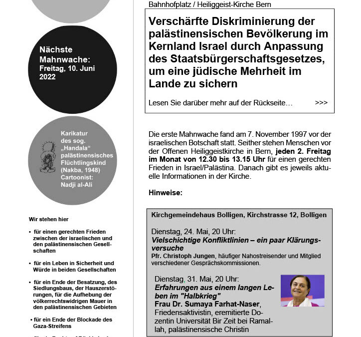 Flyer Mahnwache Mai 2022